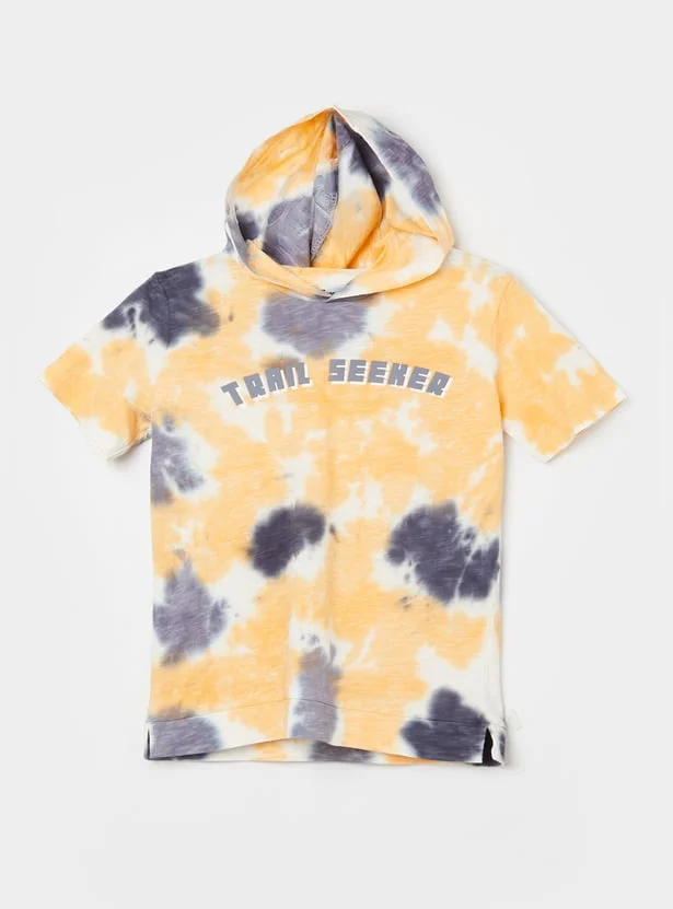FAME FOREVER Boys Tie Dye Print Hooded T-shirt